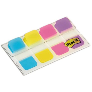 Marque-pages Post it rigides 1,6x3,8 cm - 4 couleurs vives  - Fiducial
