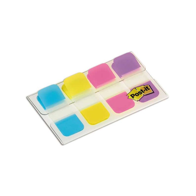 Marque-pages Post it rigides 1,6x3,8 cm - 4 couleurs vives  - Fiducial