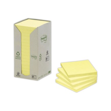 Notes repositionnables recyclées Post It 76x76 mm  x16 - Fiducial
