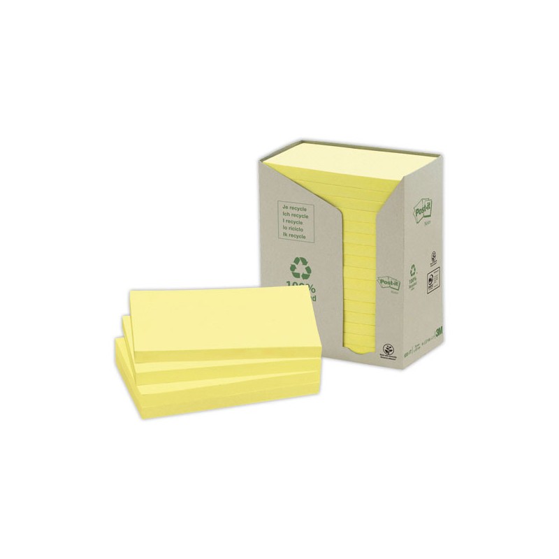 Notes Post-it® Recyclées Jaunes  x16 - Fiducial