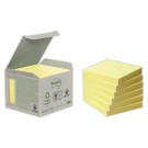 Notes repositionnables recyclées Post It 76x76 mm 100F jaune  x6 - Fiducial