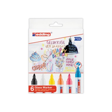 Pochette marqueurs surface verre effaçable EDDING 95 - Pointe ogive x6  x6 - Fiducial