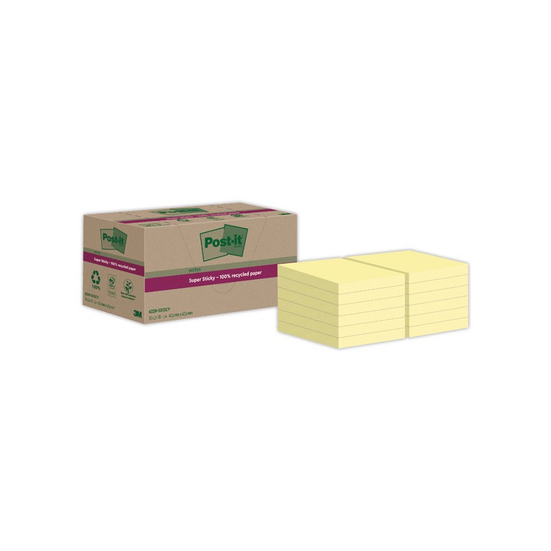 Blocs Post-It 4,76 X 4,76 cm, 70 feuilles - jaune  x12 - Fiducial