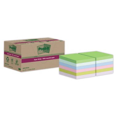 Blocs Post-It 4,76 X 4,76 cm, 70 feuilles - assortis  x12 - Fiducial