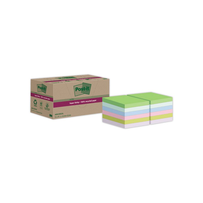 Blocs Post-It 4,76 X 4,76 cm, 70 feuilles - assortis  x12 - Fiducial