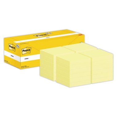 Post-it® Notes 76x76 mm, 18 blocs + 6 blocs de 100f jaune pastel  x24 - Fiducial
