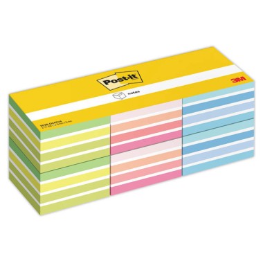Notes Cube Post-it® 76x76 mm - 450 feuilles - coloris assortis  x6 - Fiducial