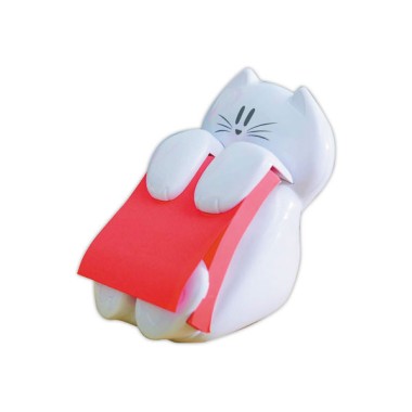 Dévidoir Post-it Super Sticky Z-Notes chat + bloc Coquelicot 76x76 mm  - Fiducial