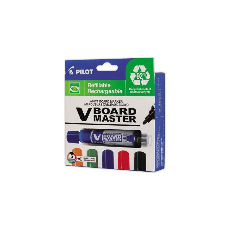 marqueurs PILOT V-Board Master Begreen - Pointe ogive  x5 - Fiducial