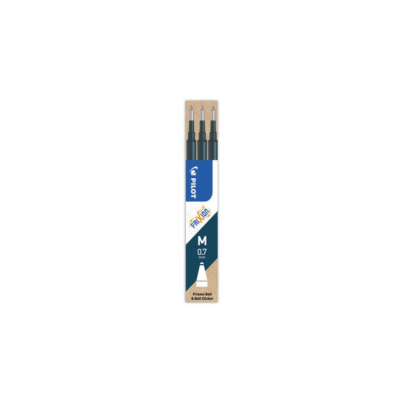Recharges bleues foncées pour stylo effaçable PILOT Frixion  x3 - Fiducial