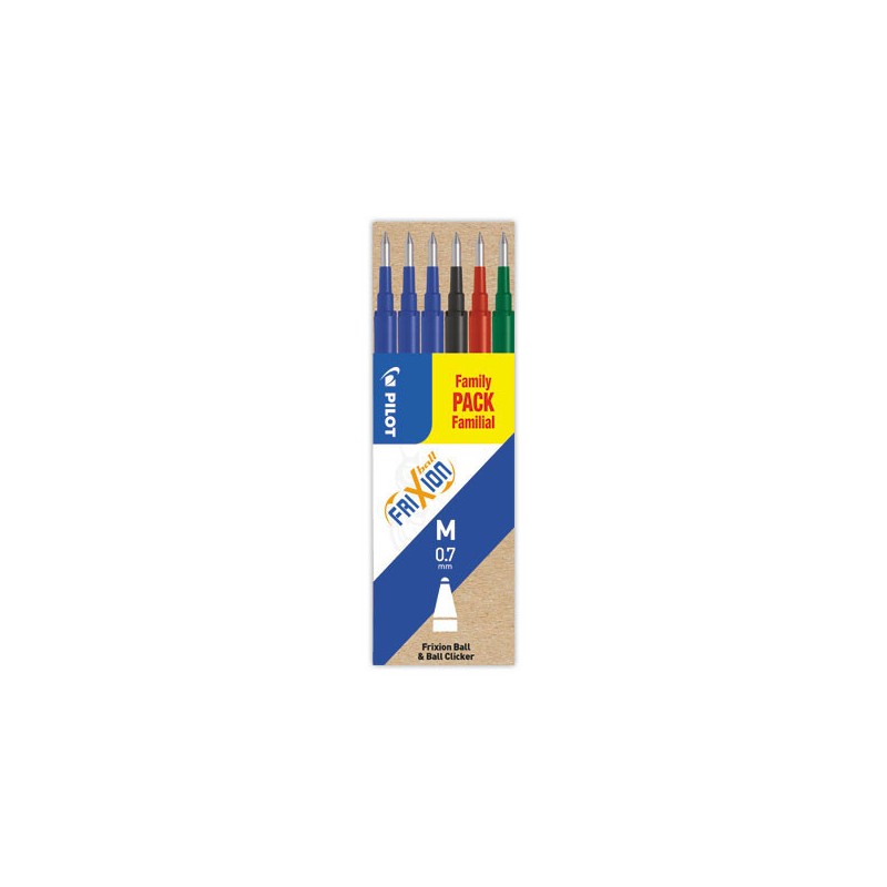 recharges bleues pour stylo effaçable PILOT Frixion  x6 - Fiducial