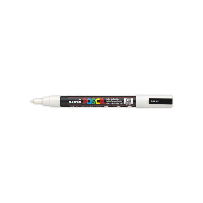 Marqueur peinture à base d'eau tout support pointe fine conique. Blanc  - Fiducial