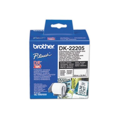 Rouleau d'étiquettes QL BROTHER 62mmx30m continu DK22205  - Fiducial