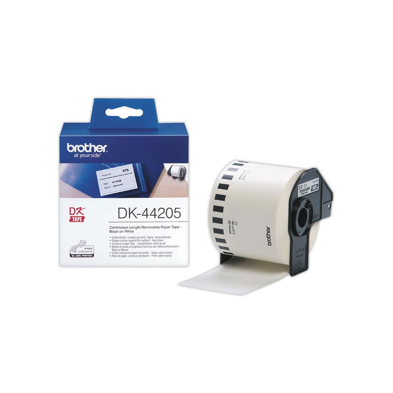 Ruban BROTHER DK44205 62mm Noir/Blanc  - Fiducial