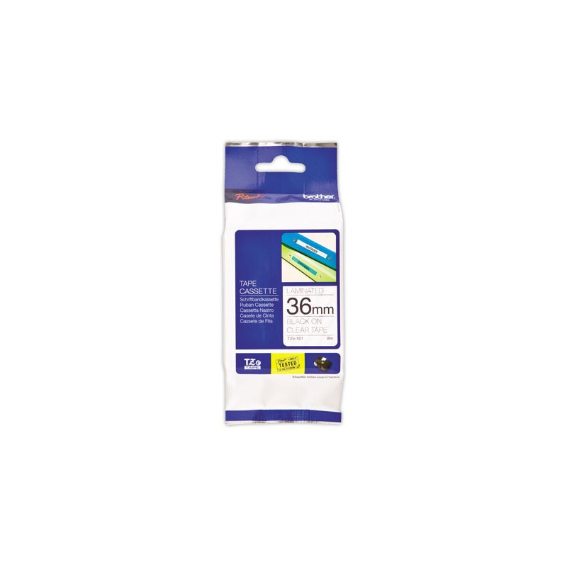 Ruban pour titreuse BROTHER TZE 161 36mm transparent impression noir  - Fiducial