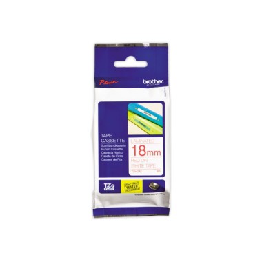 Ruban pour titreuse BROTHER TZE 242 18mm blanc impression rouge  - Fiducial