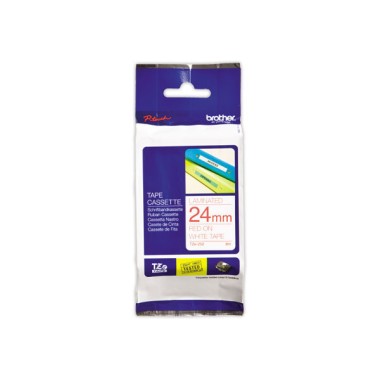 Ruban pour titreuse BROTHER TZE 252 24mm blanc impression rouge  - Fiducial