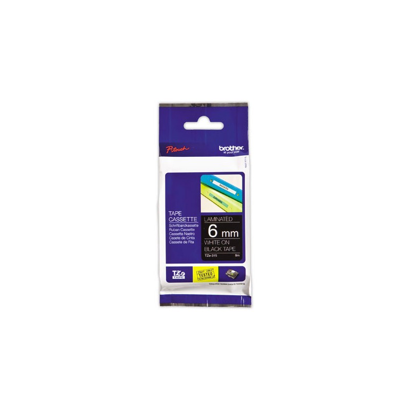 Ruban pour titreuse BROTHER TZE 315 6mm noir impression blanc  - Fiducial