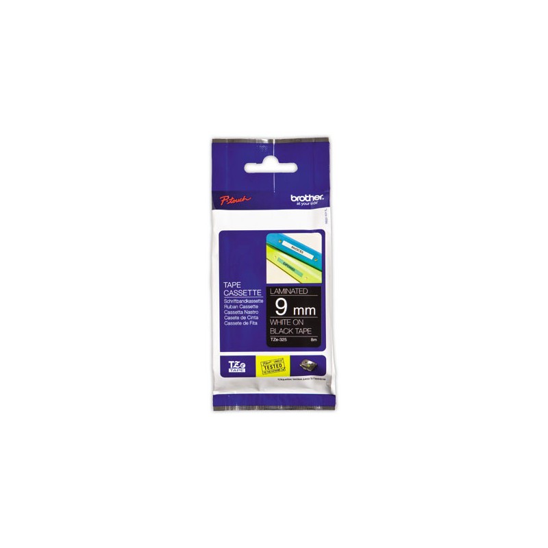 Ruban pour titreuse BROTHER TZE 325 9mm noir impression blanc  - Fiducial