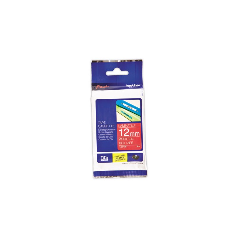 Ruban pour titreuse BROTHER TZE 435 12mm rouge impression blanc  - Fiducial