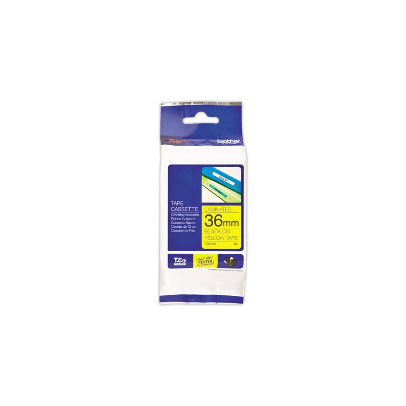 Ruban pour titreuse BROTHER TZE 661 36mm jaune impression noir  - Fiducial