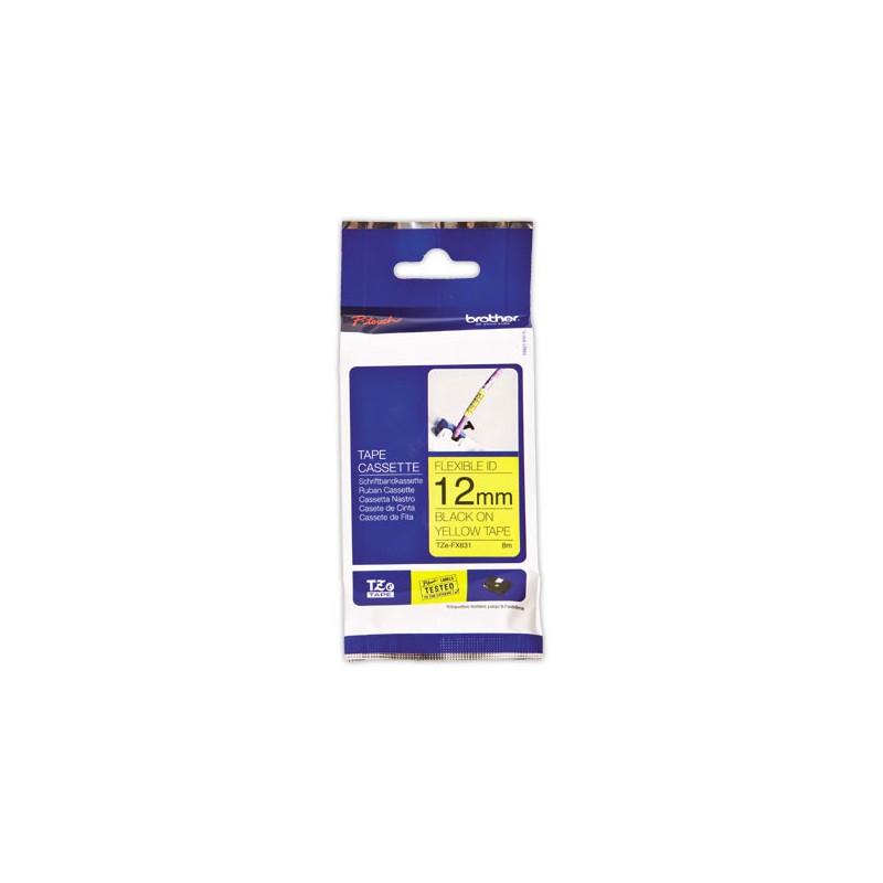 Ruban laminé flexible TZe-FX631 largeur 12mm jaune impression noire  - Fiducial