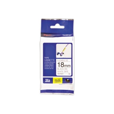 Ruban laminé flexible TZe-FX241 largeur 18mm blanc impression noire  - Fiducial