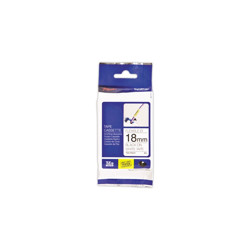 Ruban laminé flexible TZe-FX241 largeur 18mm blanc impression noire  - Fiducial