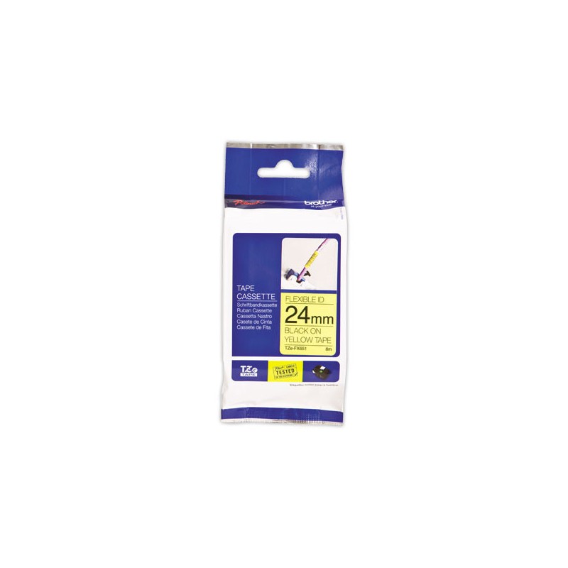 Ruban laminé flexible TZe-FX651 largeur 24mm jaune impression noire  - Fiducial