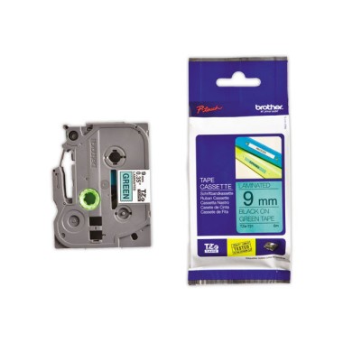 Ruban pour titreuse BROTHER TZE 721 9mm vert impression noir  - Fiducial