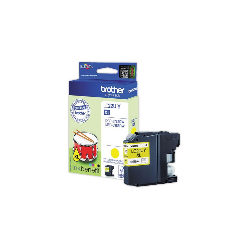 Cartouche BROTHER LC22UY jaune  - Fiducial