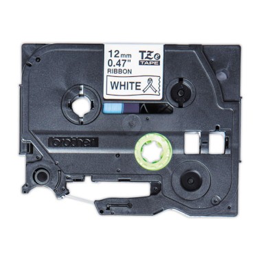 Ruban étiqueteuse Brother tissu noir sur blanc 12 mm (4m)  - Fiducial