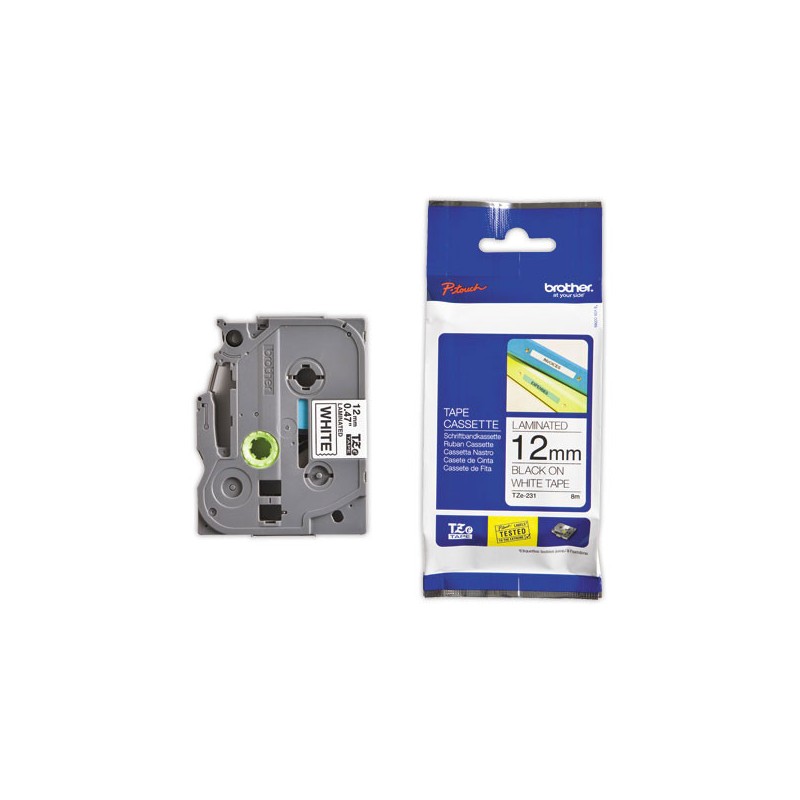 Pack rubans pour titreuse BROTHER TZE 231M5 12mm blanc impression noir  x5 - Fiducial