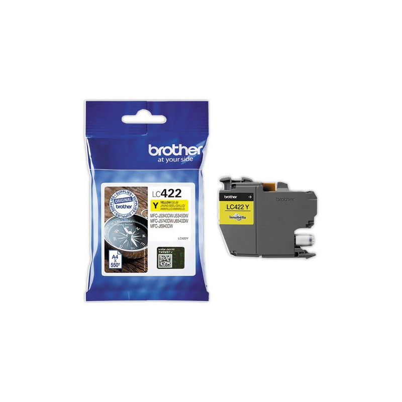 Cartouche JE BROTHER LC422Y Jaune  - Fiducial