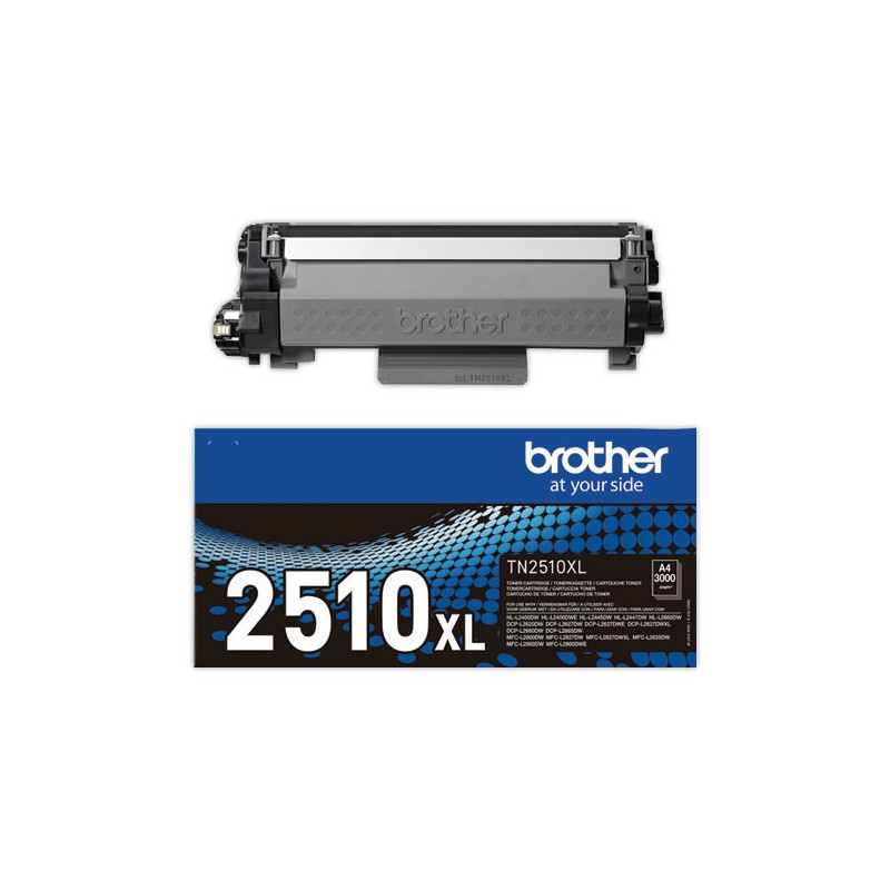Cartouche noire laser haute capacité Brother TN2510XL  - Fiducial