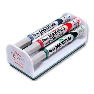 Brosse magnétique équipée de 4 marqueurs effaçables Maxiflo  - Fiducial