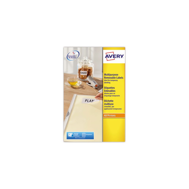 Planches d'étiquettes enlevables laserAVERY 99,1x139mm 100 étiq/boît  x25 - Fiducial