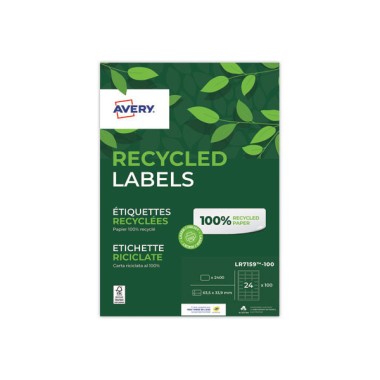 Planches d'étiquettes laser AVERY 63,5x33,9 mm soit 2400 étiq/boîte  x100 - Fiducial