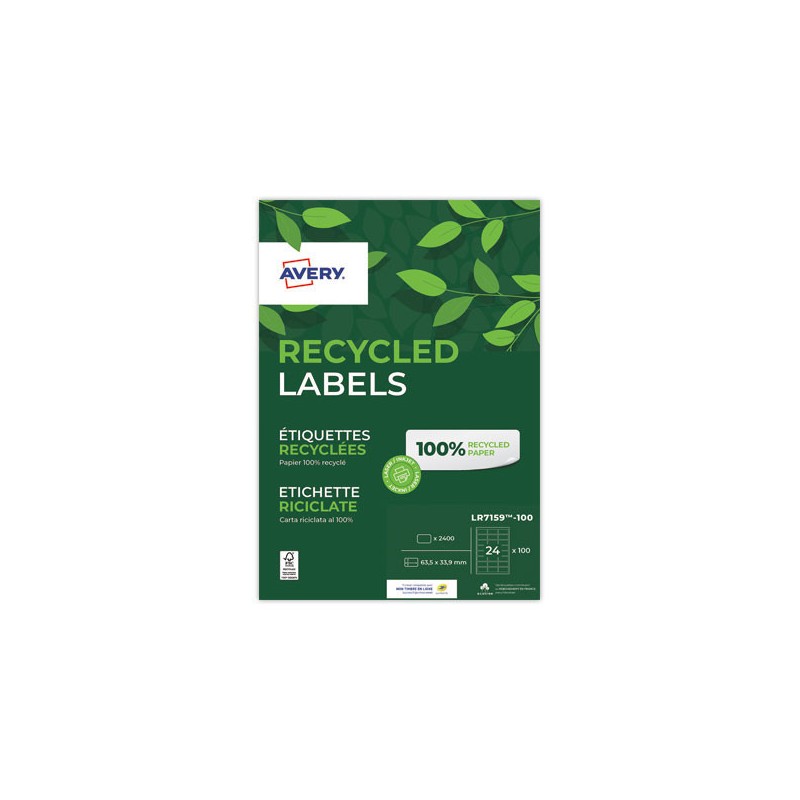 Planches d'étiquettes laser AVERY 38,1x21,2 mm soit 6500 étiq/boîte  x100 - Fiducial