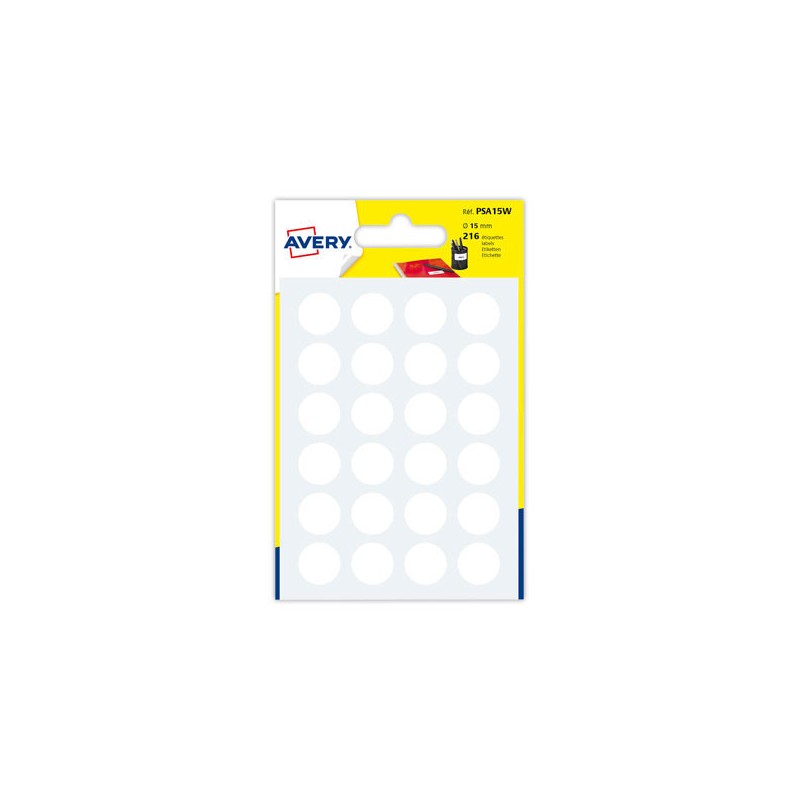 Sachet de 216 pastilles blanches autocollantes diam 15 mm  - Fiducial