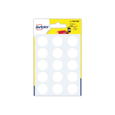105 pastilles gommettes rondes, Diamètre  19 mm,blanc  - Fiducial