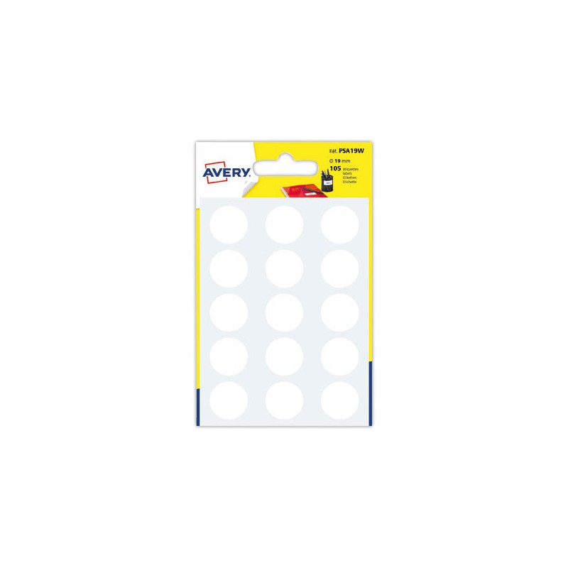 105 pastilles gommettes rondes, Diamètre  19 mm,blanc  - Fiducial