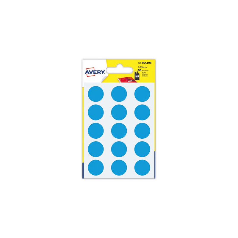 90 pastilles gommettes rondes,Diamètre  19 mm,bleu  - Fiducial