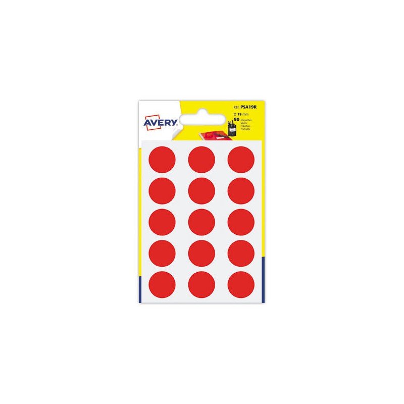 90 pastilles gommettes rondes,Diamètre  19 mm,rouge  - Fiducial