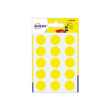 90 pastilles gommettes rondes,Diamètre  19 mm,jaune  - Fiducial