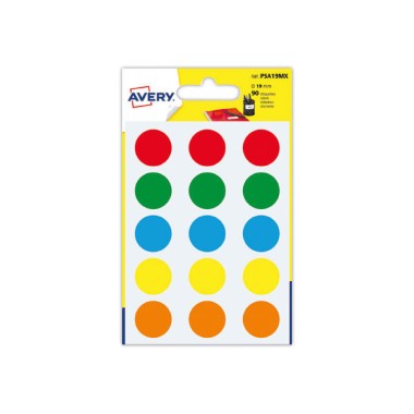 90 pastilles gommettes rondes,Diamètre  19 mm,assortis  - Fiducial