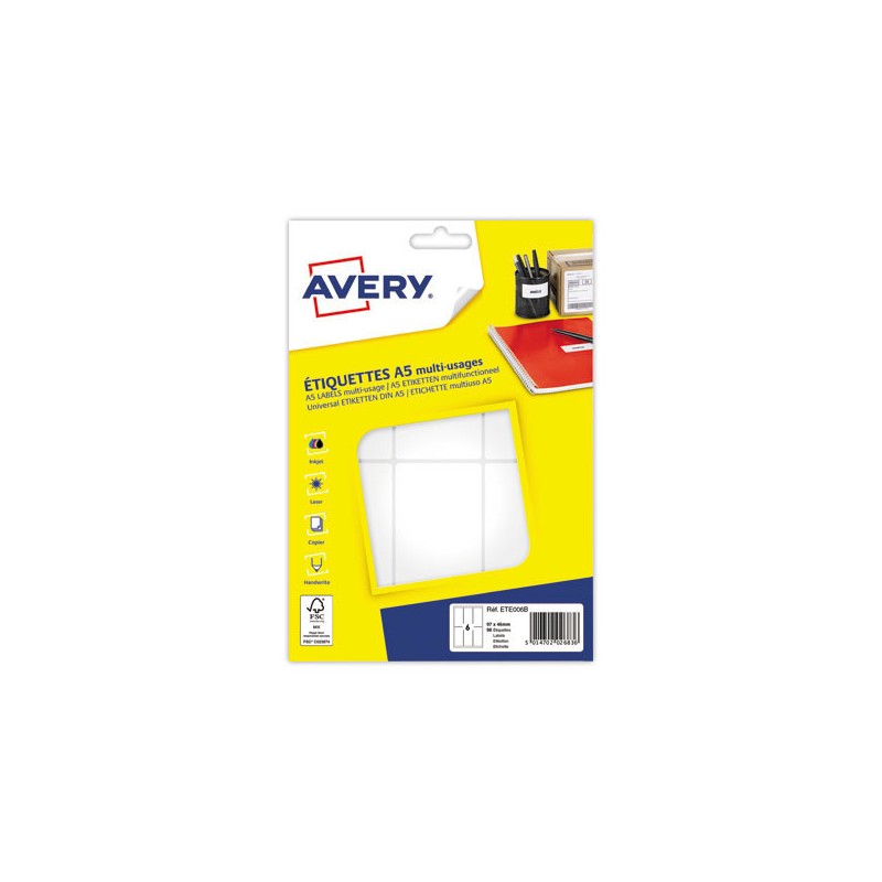 Etui de 96 étiquettes autocollantes 97x46 mm  - Fiducial