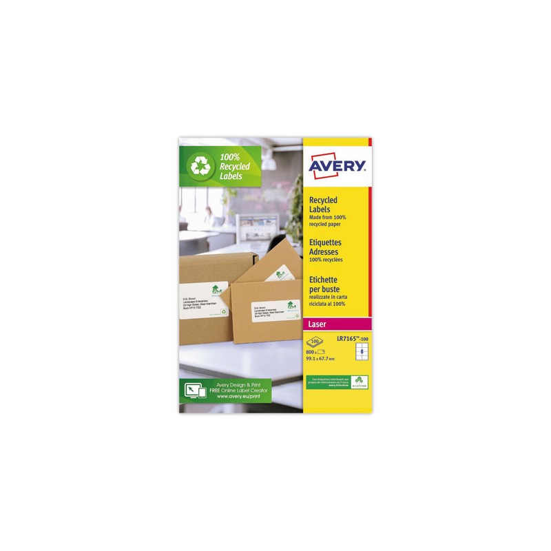 planches de 12 étiquettes laser AVERY 99,1x42,3mm soit 1200 étiq/boîte  x100 - Fiducial