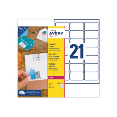 Étiquettes de masquage laser AVERY 63,5 x 38,1 mm 25 f x 21 étiquettes  - Fiducial
