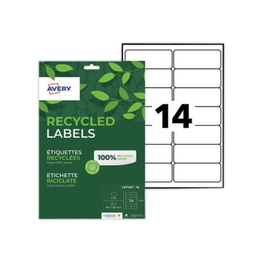 planches étiquettes recyclées blanches99,1 x 38,1 mm  x15 - Fiducial
